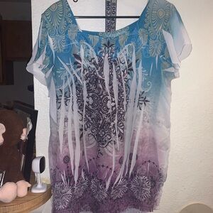 Cato Blue and Purple Patterned Blouse